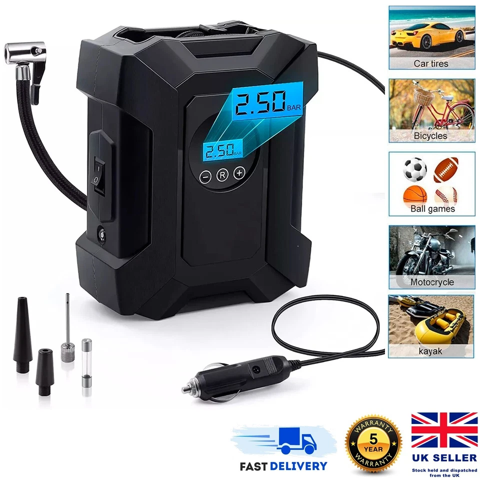 12V Digital Automatic Car Tyre Inflator Pump 150 PSI Portable Air Compressor - Image 1 of 4