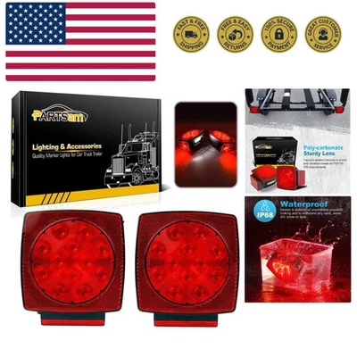 Luz LED cuadrada sumergible para remolque 12V, rojo blanco LED parada giro cola licencia... Foto 1 de 4