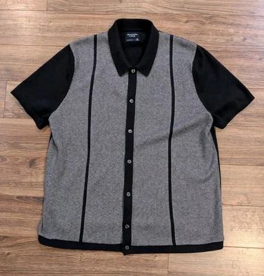 Abercrombie & Fitch Featherweight Retro Sweater Polo Mens SS Blue Stripe XL EUC - Image 1 of 4