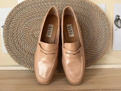 90S NINE WEST Zapatos Mocasines de Cuero Rosa Nude Perla Mujer Talla 9N Hecho en Brasil Foto 1 de 4