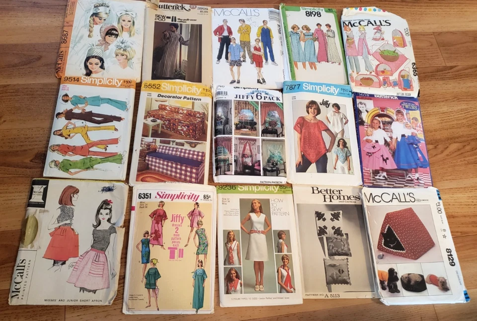 15 Vintage Sewing Patterns - UNCUT 60's 70's 80's and 90's McCalls Simplicity - Image 1 of 2