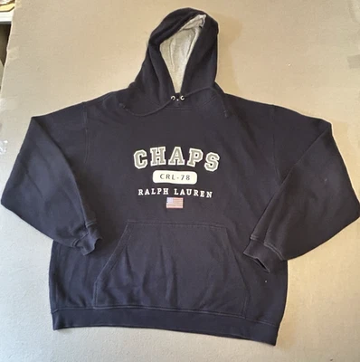 Sudadera con Capucha Chaps Ralph Lauren Para Hombre Pullover XXL Negra De Colección Foto 1 de 4