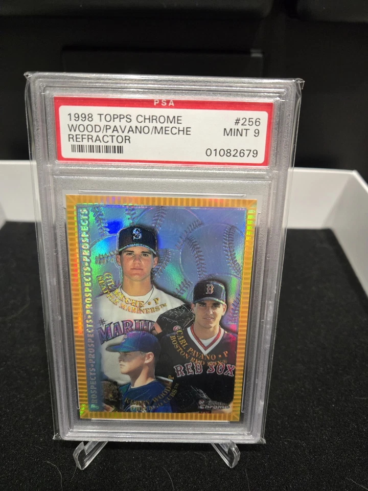 1998 Topps Chrome REFRACTOR Carl Pavano Kerry Wood - PSA 9 - SP - Image 1 of 1
