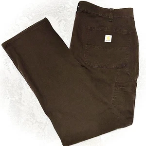 Carhartt Rugged Flex Loose Fit Womens 18R Brown Canvas Work Pants 38x31 BN2080-W - Picture 1 of 22