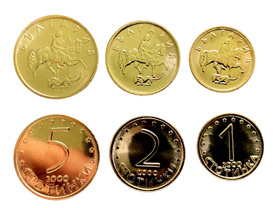 Bulgaria Juego de 3 Monedas 1, 2 y 5 Stotinki 2000 UNC Monedas Mundiales Foto 1 de 1