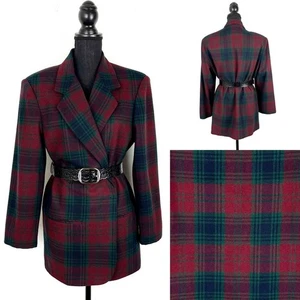 Blazer chaqueta vintage para mujer talla 16 mezcla de lana a cuadros invierno otoño vacaciones - Imagen 1 de 9