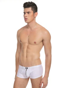 Boxershorts mit Reißverschluss Gr. M weiß geölte Stoffe Lederimitat sexy Ref: 306B - Bild 1 von 8