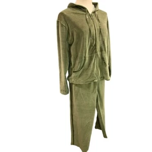 Small Jane Ashley Y2K Women's Two Piece Olive Green Velour Sweat Suit New - Picture 1 of 9