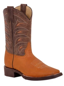 Men's Western Rodeo Cowboy Boots Genuine Crazy Leather Rubber Sole Color Honey - Picture 1 of 1