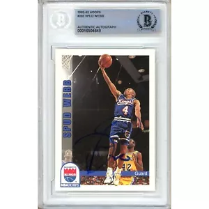 Spud Webb Auto 1992-93 NBA Hoops #203 Sacramento Kings Autograph Card Beckett - Picture 1 of 6