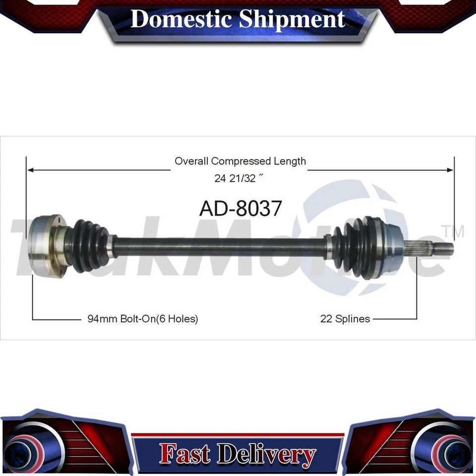 Rear Right CV Axle Drive Shaft Joint Assembly For 1986 1987 Volkswagen Quantum - Image 1 of 1