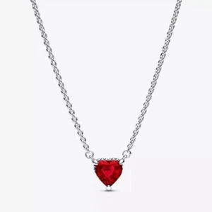 Pandora Sparkling red Heart crystal Halo Pendant Collier Necklace - Picture 1 of 4