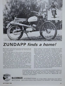 Pubblicità stampa moto originale Zundapp 100 1968 - Foto 1 di 1
