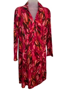 Vestido Colección J. Jill Wearever LP Imitación Envolvente Funda Estampado Abstracto Rojo Rosa - Imagen 1 de 11