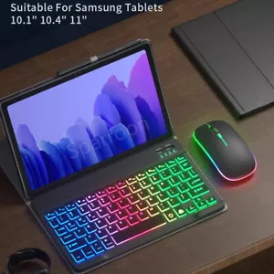 For Samsung Galaxy Tab S9 S8 S7 S6 Lite A8 A7 Backlit Keyboard Mouse Case Cover - Picture 1 of 32