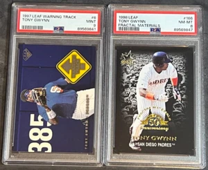 Lot of (2) Tony Gwynn Padres 1997 Leaf /3500 1998 Fractal Materials /3250 PSA - Picture 1 of 10