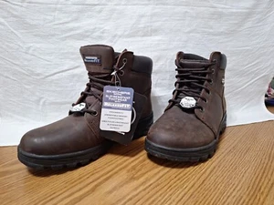 Skechers Work Men's Brown Slip Resistant Boots Size 9.5 Memory Foam EH New Boots - Picture 1 of 16