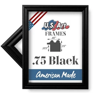 Marco de póster de madera maciza negra delgada de álamo de 0,75" US ART Frames, S-B - Imagen 1 de 9