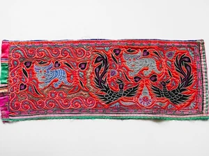 Antique Chinese Tribe Miao Hmong Hand Embroidered Panel Textile / EP842 - Picture 1 of 10