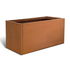 31.5x16x16" Corten Steel Garden Rectangular Planter Metal Rustic Flower Planters - Picture 1 of 9