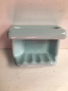 Bandeja para jabonera de cerámica vintage con soporte para trapo barra de agarre azulejo azul brillante LN - Imagen 1 de 16