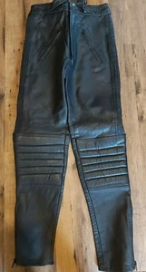 Phantasm Motorcycle Black Leather Trousers Size 26 FAULTY CLEARANCE - Picture 1 of 4