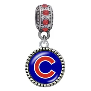 Baseball Dangle Charm, Stainless Steel Zircon, For Bracelet, Baseball - Picture 1 of 2