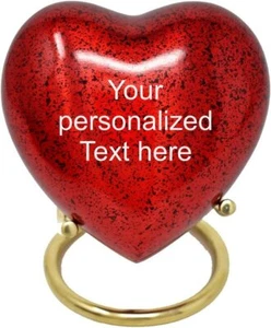 Red Heart Keepsake Urn - Mini Ash Urn with Free Premium brass Stand Ashes - Picture 1 of 7