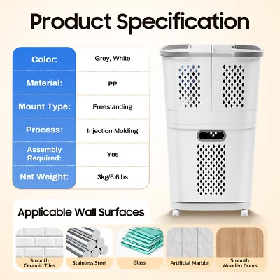Plastic Household Laundry Basket Hampers for Laundry Hamper Clothes Basket US - Image 1 of 4