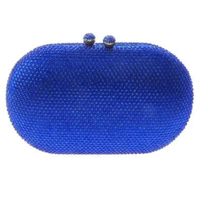 Gold Tone Fashion Satin Rhinestone Clutch Evening Bag BZY221-BLU - Image 1 of 3