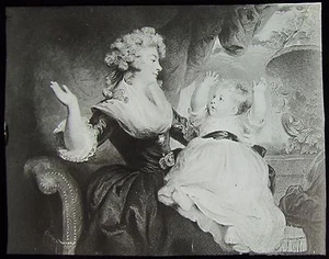Glass Magic Lantern Slide THE DUCHESS OF DEVONSHIRE C1900 ART REYNOLDS - Picture 1 of 2