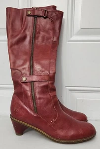 Dr. Martens Vintage Leather Knee Length Heel Boots Burgundy Women's Size 10. - Picture 1 of 12