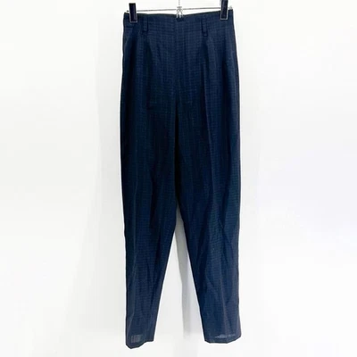 Pantalones transparentes vintage Jean Paul Gaultier para mujer azul marino a cuadros guinga cintura alta Foto 1 de 4