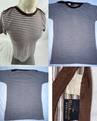 CAMISA RICHMAN DE COLECCIÓN AÑOS 70 PARA HOMBRE MARRÓN MEDIO RAYAS FINAS SURFISTA SKATE MOD Foto 1 de 4