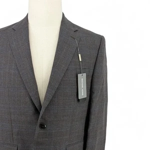 Michael Kors Men's Classic-Fit Wool Stretch Suit Jacket Blazer Brown Plaid 38 S - Foto 1 di 7