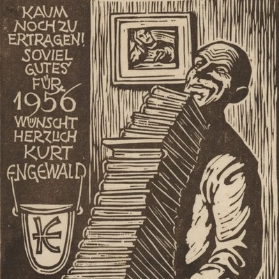 Rudolf Nehmer Bildnis Kurt Engewald Holzschnitt signiert 1956 - Bild 1 von 4