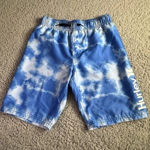 Hurley Tie Die Blue White Phantom Quick Dry Swim Trunks Board Short Youth Medium - Picture 1 of 8