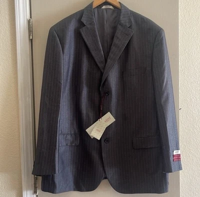 NUEVO CON ETIQUETAS A Bini Milano Hombre Gris Traje a Rayas Blazer Chaqueta Talla 50R Foto 1 de 4