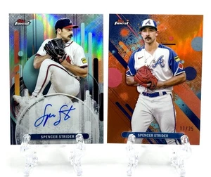 2025 Topps Finest Spencer Strider Refractor Auto + Orange Refractor #11/25 (2) - Picture 1 of 2
