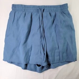 Princess Polly Shorts Size 2 Slate Blue High Elastic Waist Drawstring Lined BOHO - Picture 1 of 10