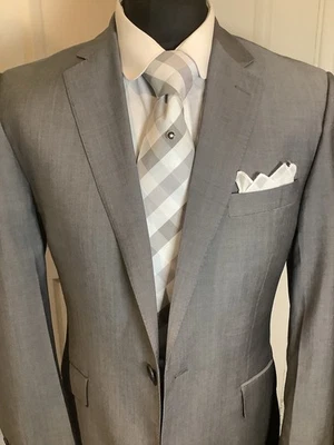Men’s Two Piece Suit Silver Grey By Austin Reed 40 R 34 W 32 L Wool Mohair - Image 1 of 4