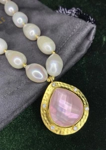 Julie Vos Clementine Necklace Pink Freshwater Pearls NWT 24k Gold Plated - Picture 1 of 5