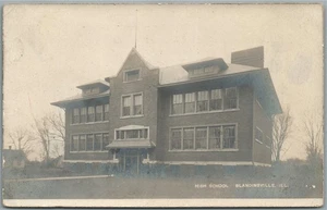 BLANDINSVILLE IL HIGH SCHOOL ANTIQUE REAL PHOTO POSTCARD RPPC - Picture 1 of 2