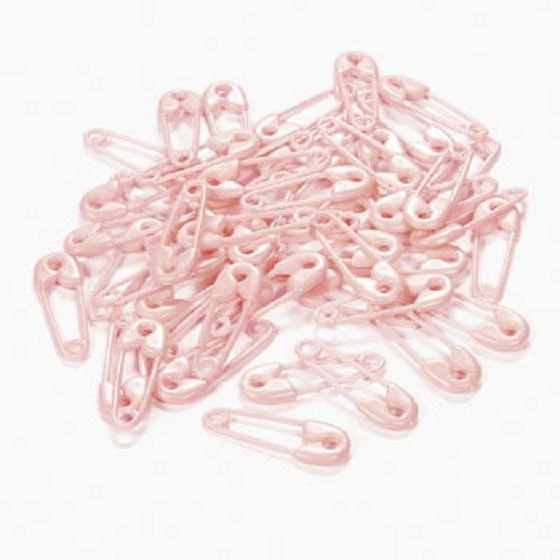 48 Girl PINK SAFETY PINS Baby Shower Favor Decorations