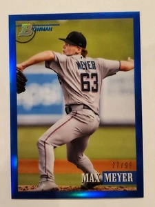 MAX MEYER 2021 Bowman Heritage CHROME BLUE REFRACTOR #'d 27/99 Marlins - Picture 1 of 1