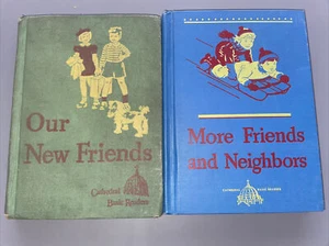 Vintage 1940 OUR NEW FRIENDS & MORE NEIGHBORS Dick & Jane Scott Foresman Reader - Picture 1 of 9