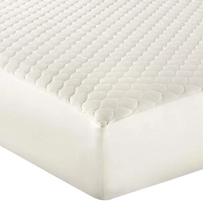 WHISPER ORGANICS 100% Organic Cotton Quilted Mattress Pad Fitted Deep Pocket Matress Cover 300TC