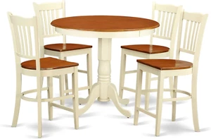 JAGR5-WHI-W 5 Piece Kitchen Counter Set Includes a round Dining Room Table wi... - Picture 1 of 1
