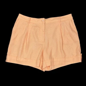 Blue Sol Women's 12 Peach Linen Blend Pleated Cuffed Shorts Belt Loops NWT - Picture 1 of 10