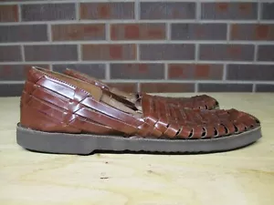 Sandali Sunsteps uomo Huarache pelle marrone intrecciata a mano pescatore 10,5 - Foto 1 di 19